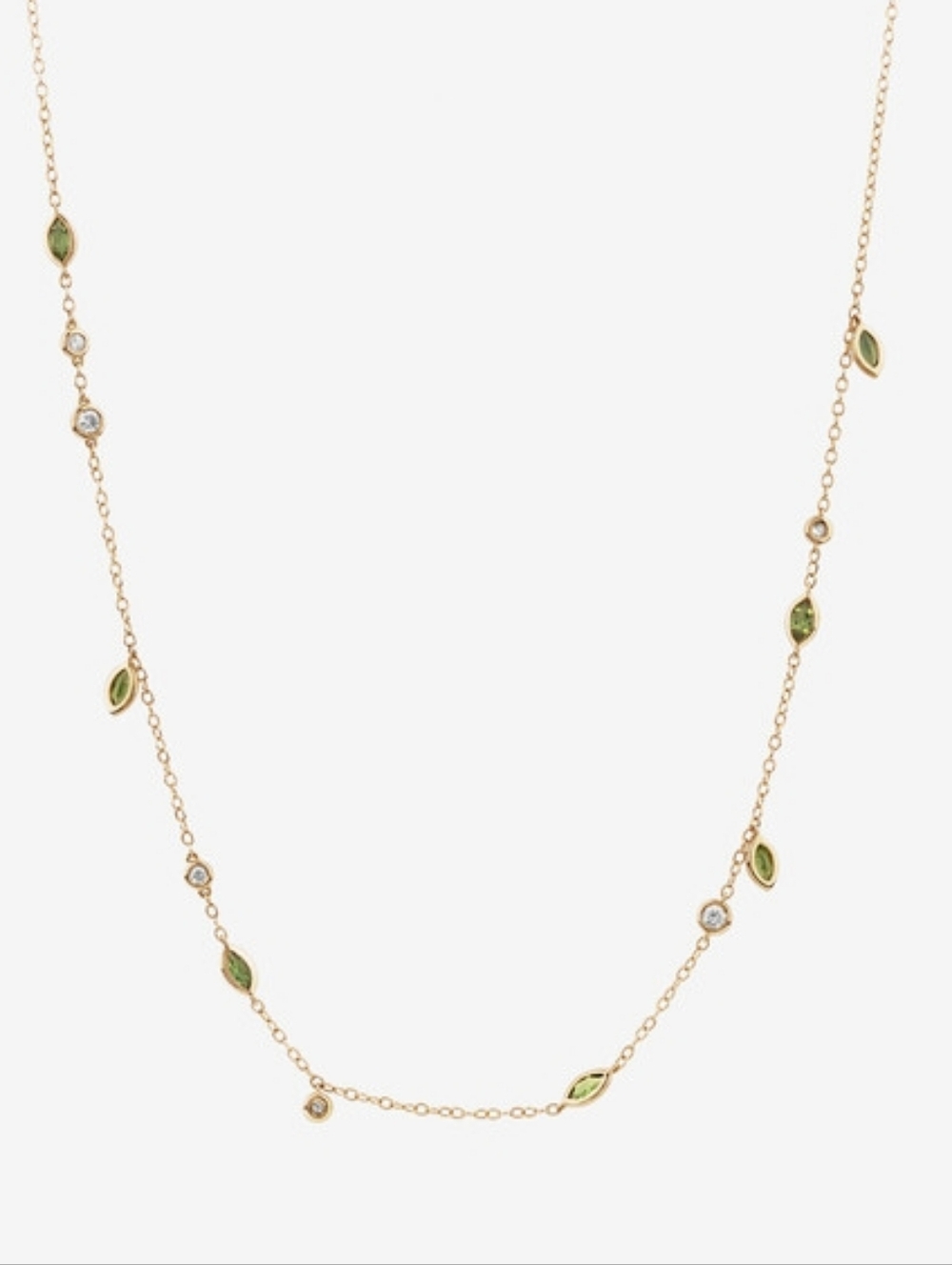 10k Real Gold  Natural Diamonds & Gemstones Necklace, 18"L.